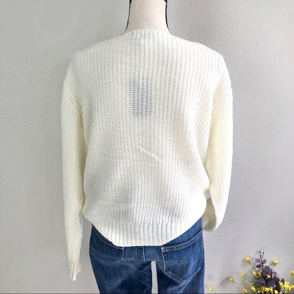 Pearl Beaded Twist Knot Tied Sweater Cream - Picture 6 of 6